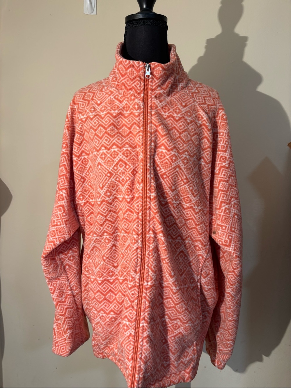 Blair Pumpkin Spice/Cream Patterned FleeceJacket Full Zip Collared #Autumn
